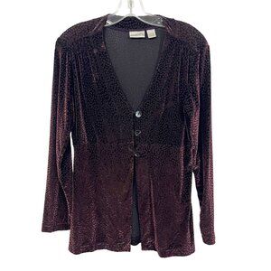 Vintage Velvet Burnout Sheer Long Sleeve Top Fairycore Whimsigoth Y2K SMALL